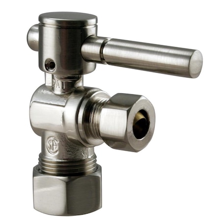 Westbrass Angle Stop, 5/8" OD x 3/8" OD, 1/4-Turn Lever Handle in Satin Nickel D105BL-07